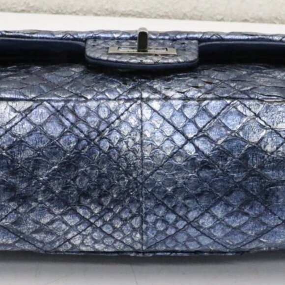 Chanel Blue/Silver Quilted Python Reissue 2.55 Classic Flap Bag 13874706 - Picture 7 of 15